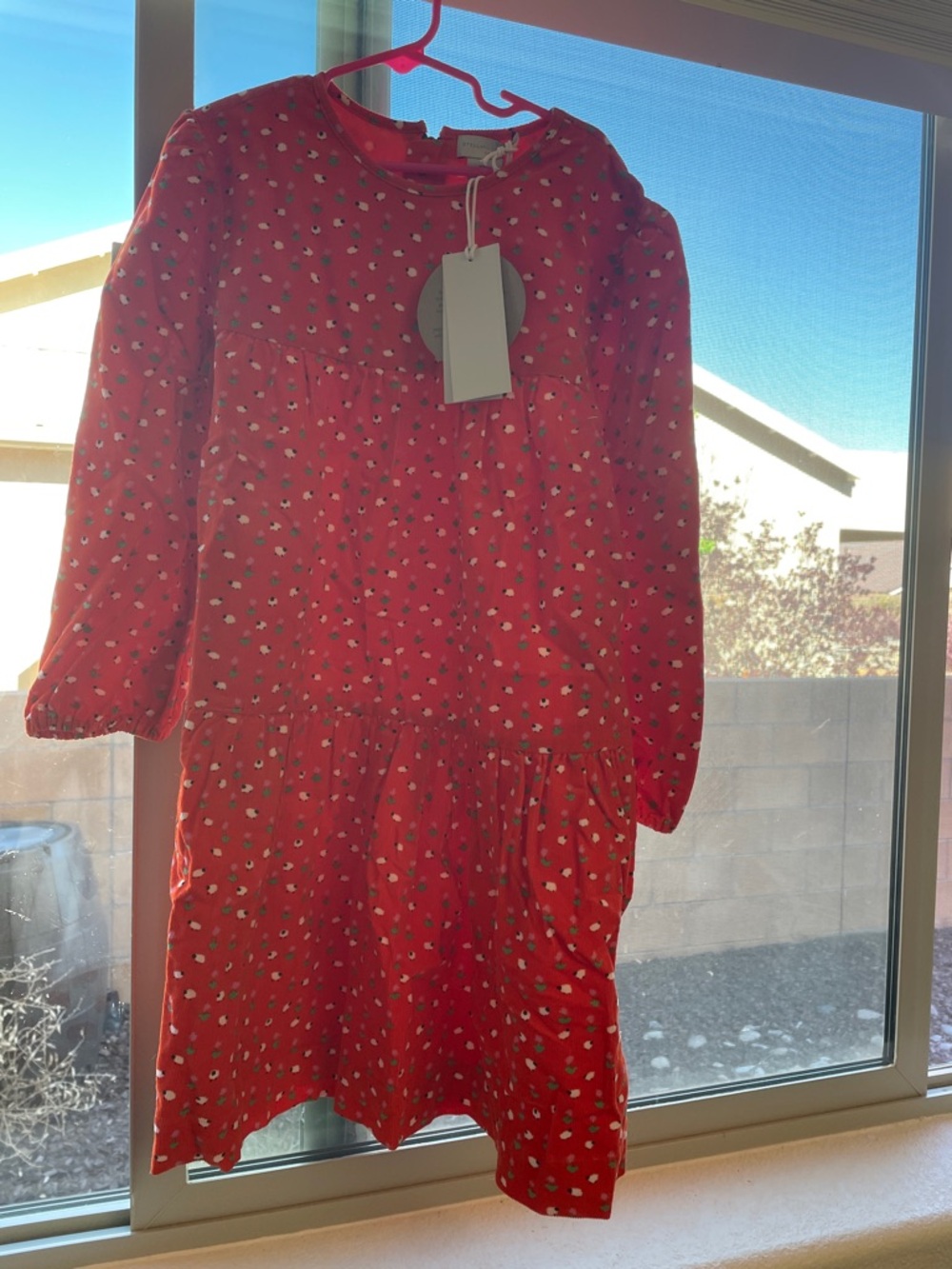 NWT Stella Mccartney Red Floral Long-Sleeve little Dress 10years
